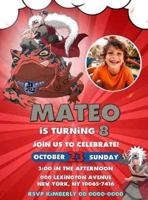 Jiraiya Anime Birthday Invitation Editable Digital Template