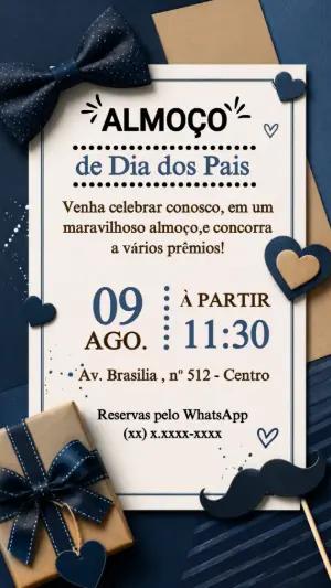 Convite para Almoço de Dia dos Pais Elegante Azul Editável