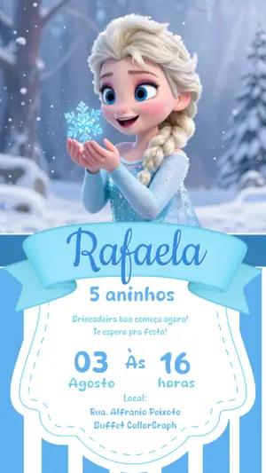 Convite de Aniversário Frozen Azul para Editar Online