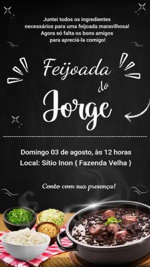 Convite Animado de Aniversário Feijoada para Editar Online
