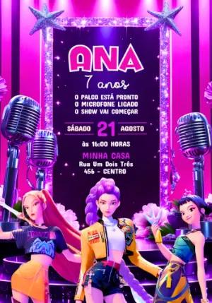 Convite de Aniversário K-pop Show Neon para Editar