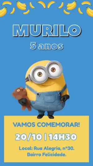 Convite de Aniversário Minions Divertido para Editar Online