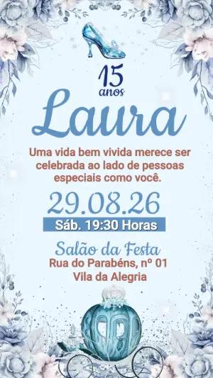 Convite de 15 Anos Cinderela Editável