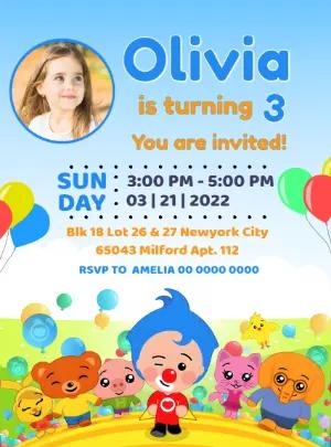 Plim Plim Cartoon Birthday Invitation Editable Template