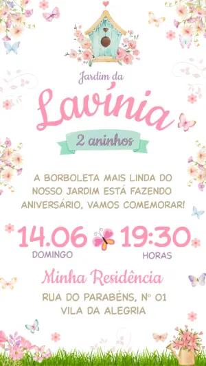 Convite de Aniversário Jardim Encantado Editável
