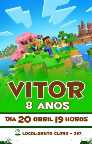 Convite de Aniversário Minecraft: Modelo Digital Editável