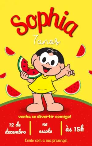 Convite de Aniversário Magali Turma da Mônica para Editar