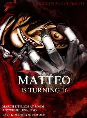 Hellsing Birthday Invitation Editable Digital Template