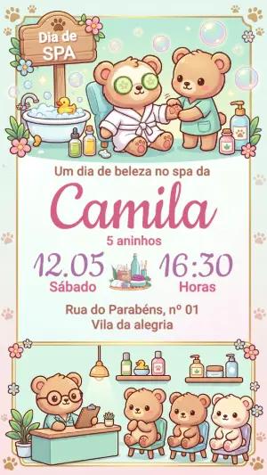 Convite de Aniversário SPA Ursinhos Fofos para Editar