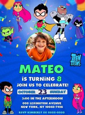 Editable Teen Titans Go! Birthday Invitation Template