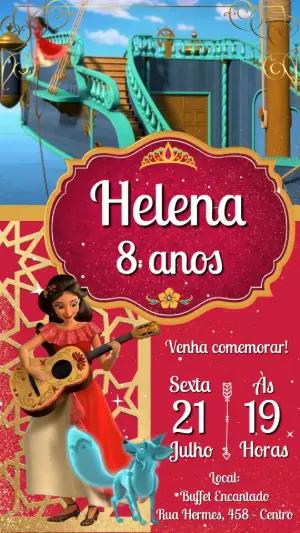 Convite Animado Aniversário Elena de Avalor para Editar Online