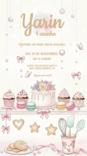 Convite Aniversário Confeitaria Mundo dos Doces para Editar