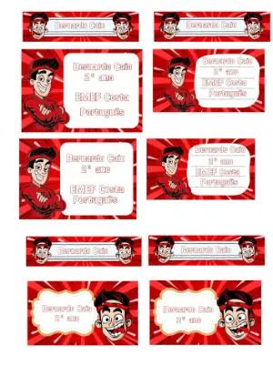 Etiquetas Escolares Enaldinho Vermelho para Editar
