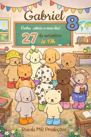 Convite Digital Festa Infantil Escolinha de Bobbie Goods para Editar