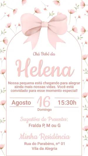 Convite Chá de Bebê Menina Floral Delicado Editável