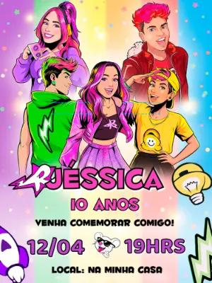 Convite de Aniversário Youtubers Dos Rosa para Editar