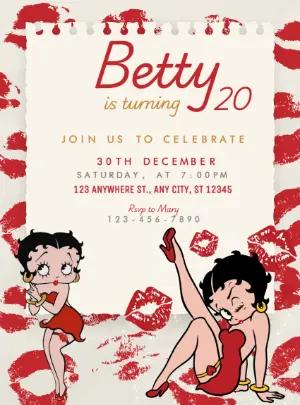 Editable Betty Boop Retro Birthday Party Invitation Template
