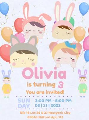 Metoo Dolls Birthday Invitation to Edit Online