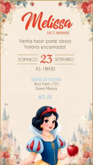 Convite de Aniversário Branca de Neve Clássico para Editar