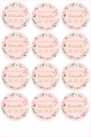 Tag Agradecimento Maternidade Menina Floral para Editar