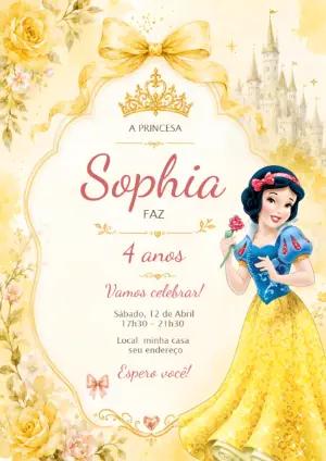 Convite de Aniversário Branca de Neve Editável