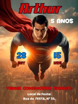 Convite Aniversário Superman para Editar Online