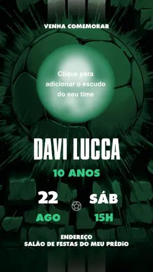 Convite Aniversário Futebol com Escudo do Time para Editar