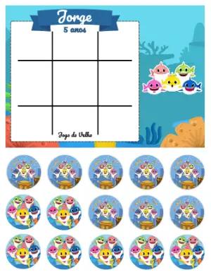 Lembrancinha Baby Shark Jogo da Velha Editável para Imprimir