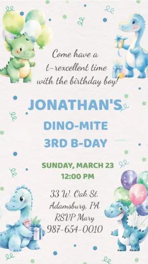 Baby Dinosaur Birthday Invitation to Edit Online