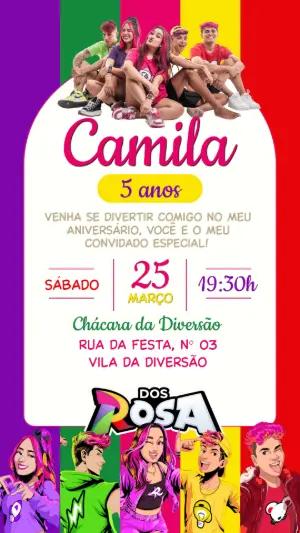 Convite de Aniversário Dos Rosas Colorido para Editar