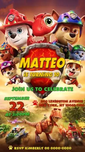 Paw Patrol Dino Rescue Birthday Invitation Editable Template