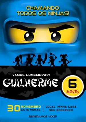 Convite de Aniversário Ninjago com Personagens para Editar
