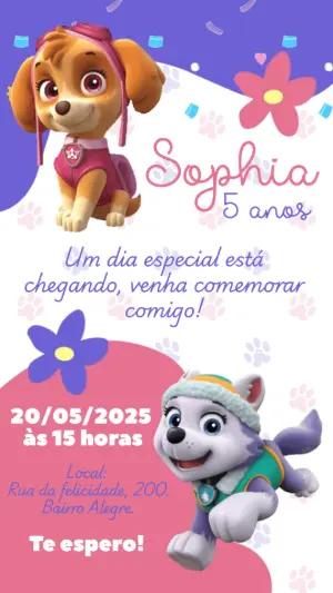 Convite Animado Aniversário Skye e Everest para Editar
