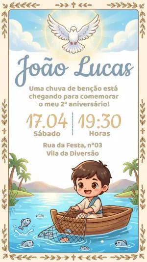 Convite Digital Aniversário Pescador Religioso Editável