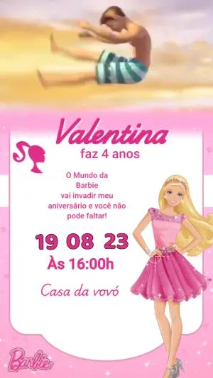 Convite Animado Aniversário Barbie para Editar Online