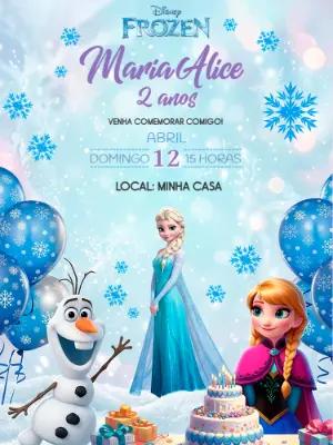 Convite de Aniversário Frozen Azul para Editar Online