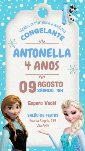 Convite de Aniversário Frozen Aventura Congelante Editável