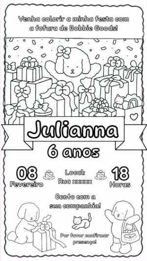 Convite Aniversário Bobbie Goods para Colorir Editável Online