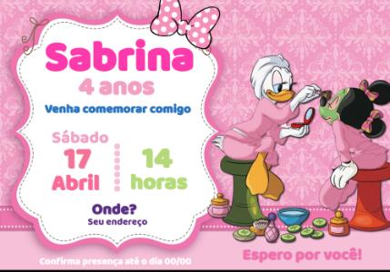 Convite de Aniversário SPA da Minnie Editável para Imprimir