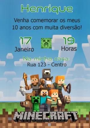 Convite Digital Minecraft: Modelo de Aniversário Editável