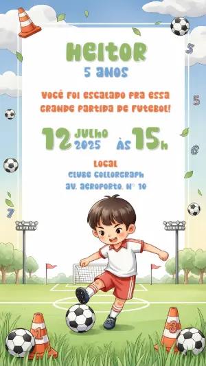Convite de Aniversário Futebol com Jogador para Editar Online