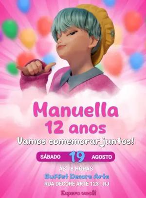 Convite Aniversário K-pop Guerreiras Saja Boys para Editar
