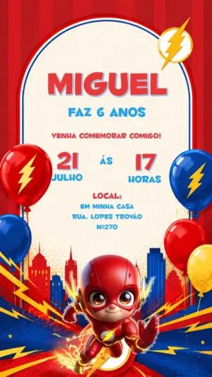 Convite Aniversário Flash Infantil Modelo Editável