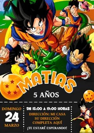 Invitación de Cumpleaños Dragon Ball Z para Editar