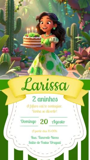 Convite de Aniversário Cactos Fofo para Editar Online