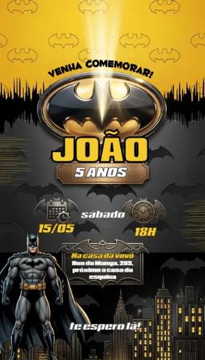 Convite de Aniversário Batman Editável