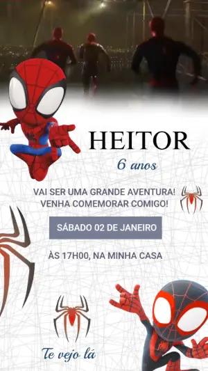 Convite Animado Aniversário Homem-Aranha para Editar