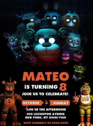 Editable Five Nights at Freddy's Birthday Invitation