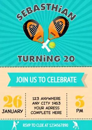 Sporty Padel Birthday Invitation | Editable Digital Template