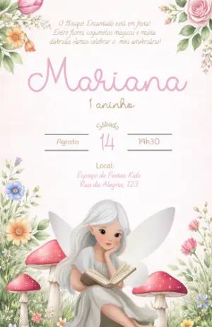 Convite Digital Aniversário Fada Aquarela para Editar